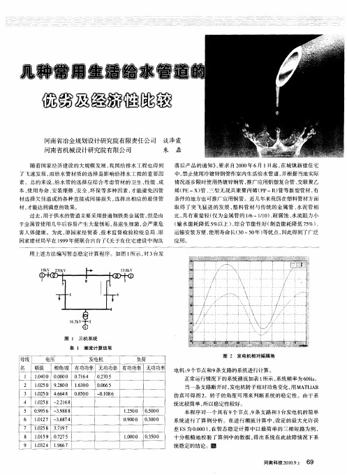 几种常用生活给水管道的优劣及经济性比较