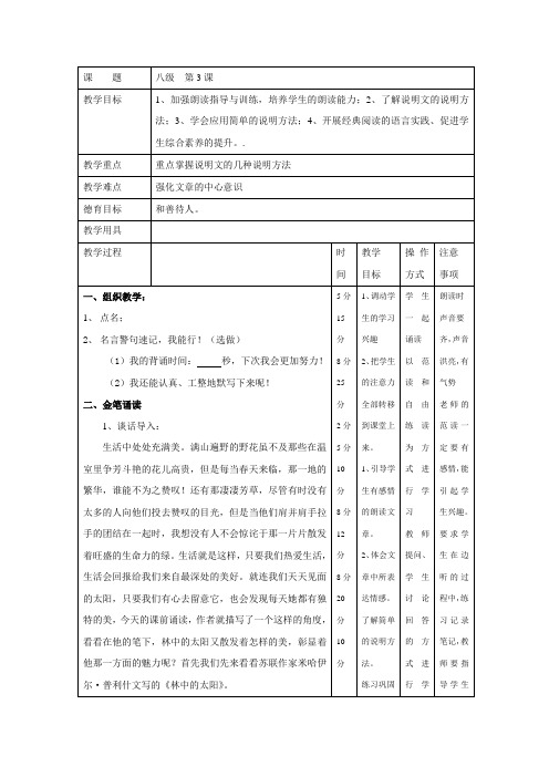 金笔阅读课教案