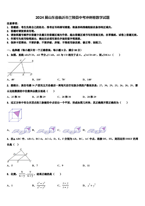 2024届山东省临沂市兰陵县中考冲刺卷数学试题含解析