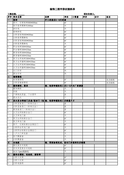 甲供材提料单