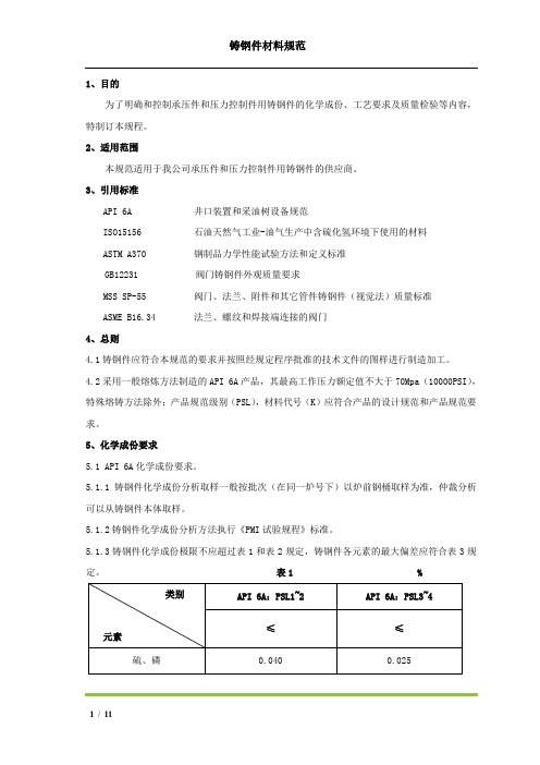 最新版  JS-0010铸钢件材料规范