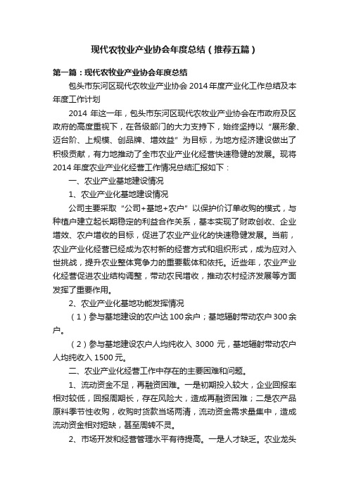 现代农牧业产业协会年度总结（推荐五篇）