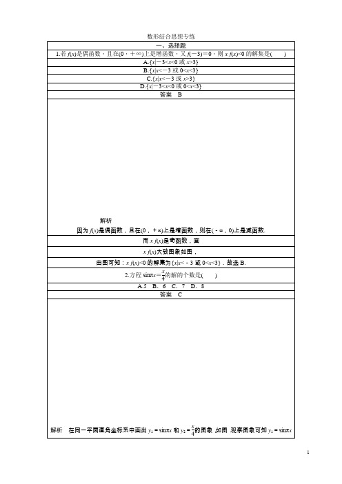 2020届高考数学(理)数形结合思想专练