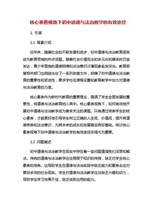 核心素养视角下初中道德与法治教学的有效途径