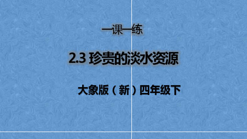 大象版(新)四年级下册科学 2.3 珍贵的淡水资源 一课一练(课件 ppt+14)