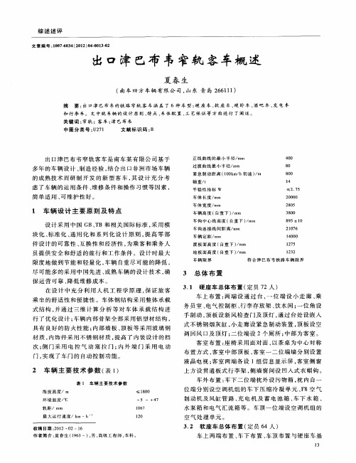 出口津巴布韦窄轨客车概述