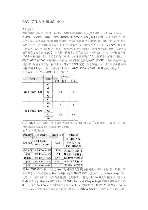 [2016最新精品]CAD字体大小和标注要求