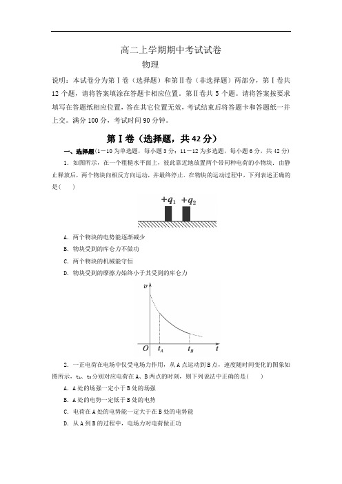 2015-2016学年高二上学期期中考试物理试卷1