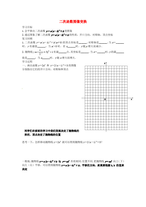 2017年春季新版北师大版九年级数学下学期2.2、二次函数的图象与性质学案10