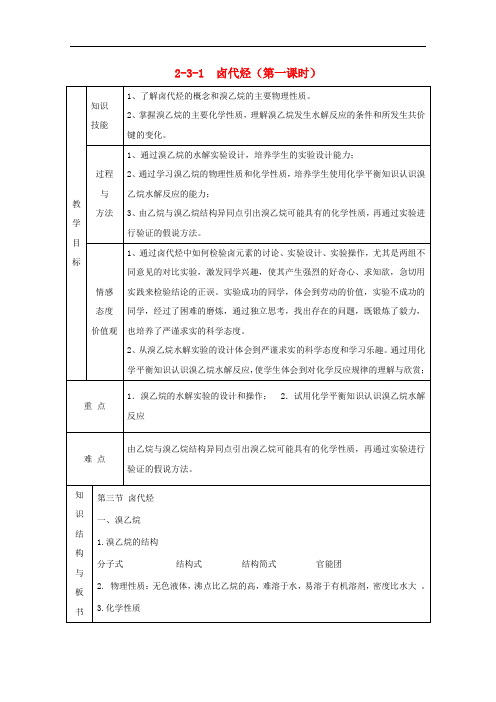 高中化学 专题2.3.1 卤代烃教学案 新人教版选修5