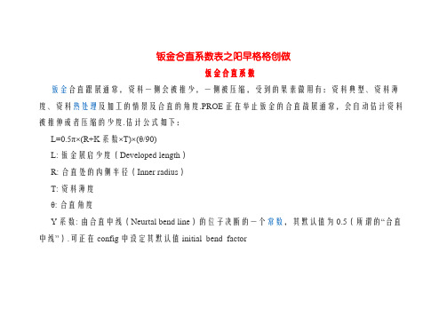 钣金折弯系数表和计算公式