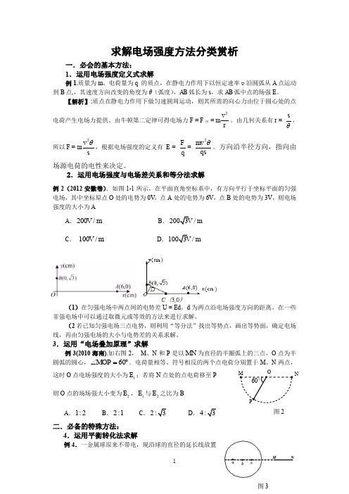 求解电场强度13种方法(附例题)