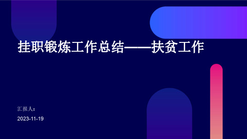 挂职锻炼工作总结——扶贫工作