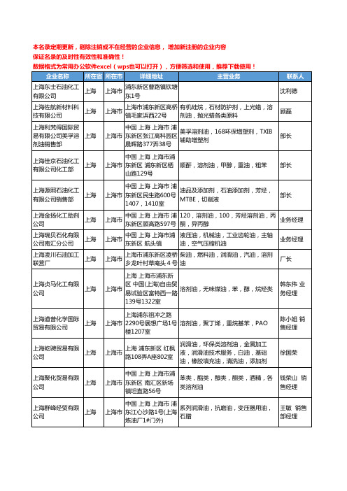 2020新版上海市溶剂油工商企业公司名录名单黄页联系方式大全104家