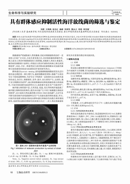 具有群体感应抑制活性海洋放线菌的筛选与鉴定