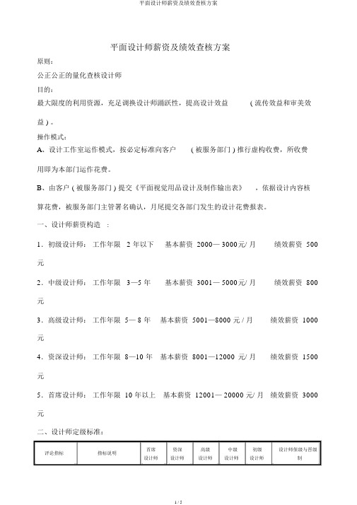 平面设计师工资及绩效考核方案