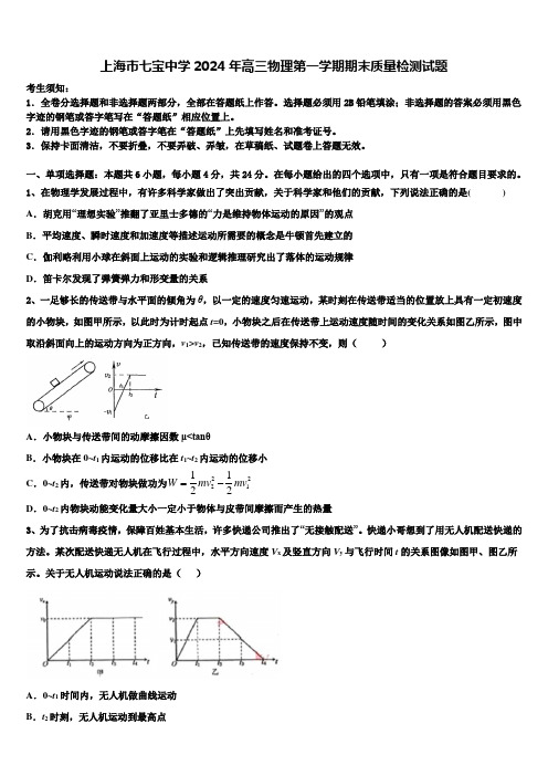 上海市七宝中学2024年高三物理第一学期期末质量检测试题含解析