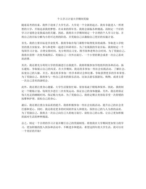 个人学习计划大学期间奖励