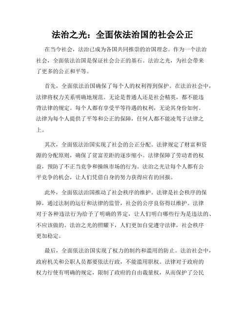 法治之光：全面依法治国的社会公正