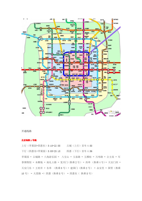 北京地铁线路(最新2011年)