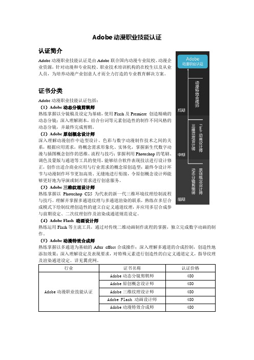 Adobe认证之动漫职业技能认证