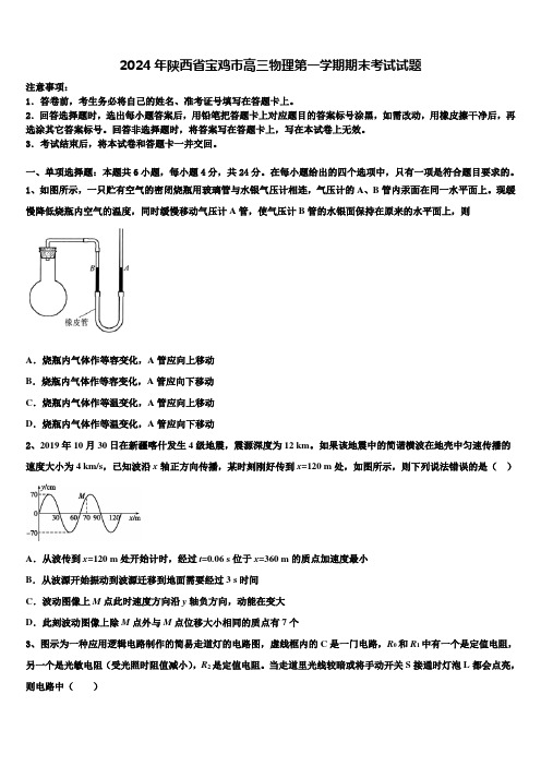 2024年陕西省宝鸡市高三物理第一学期期末考试试题含解析