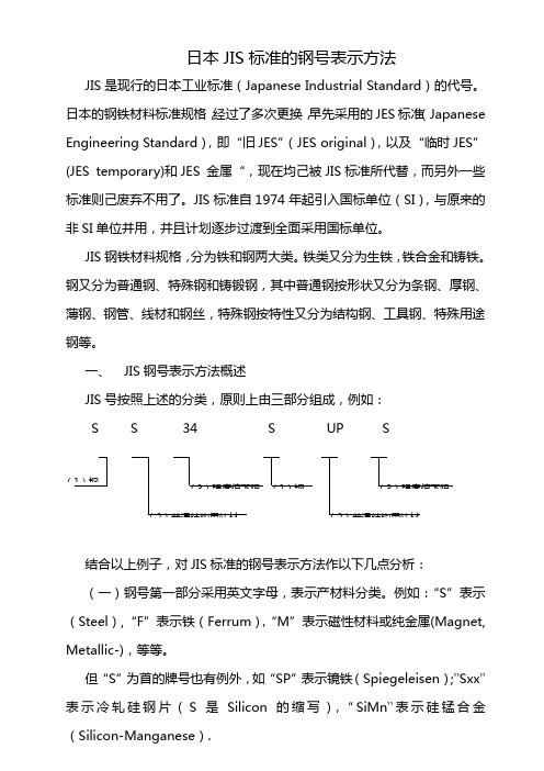 日本JIS钢材表示方法