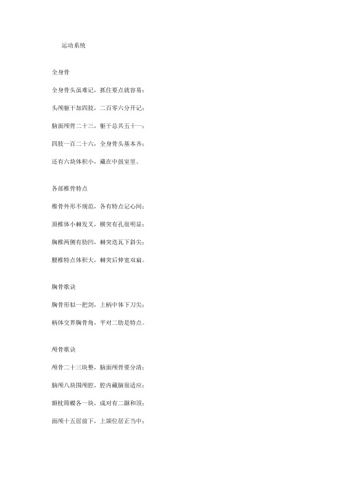 医学生口诀