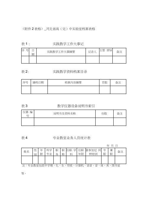 中小学实验室档案表格