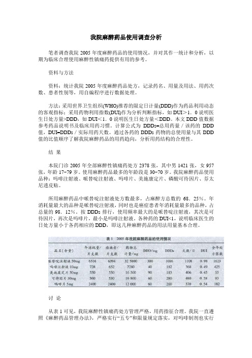 我院麻醉药品使用调查分析