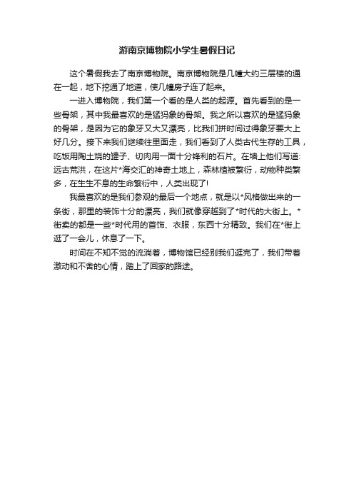 游南京博物院小学生暑假日记