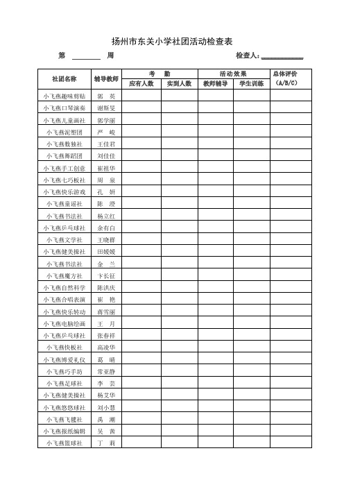 社团活动检查表2011、2