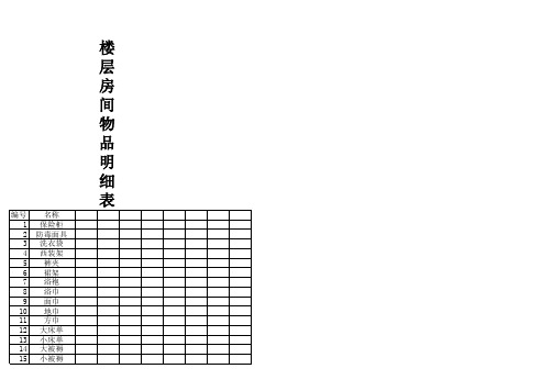 楼层房间物品明细表格式