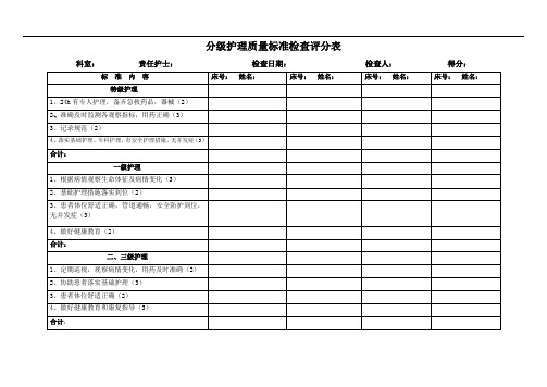 5.3.3分级护理质量标准检查评分表