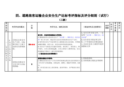 道路旅客运输企业安全生产达标考评及评分