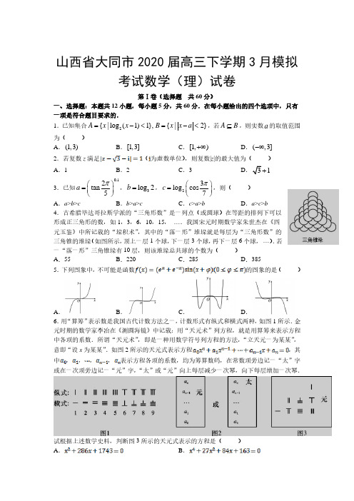 山西省大同市2020届高三下学期3月模拟考试(理科)