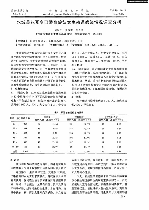 水城县花戛乡已婚育龄妇女生殖道感染情况调查分析