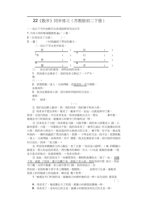 22《散步》同步练习(苏教版初二下册)