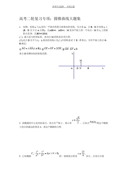 全国卷高考数学圆锥曲线大题集大全