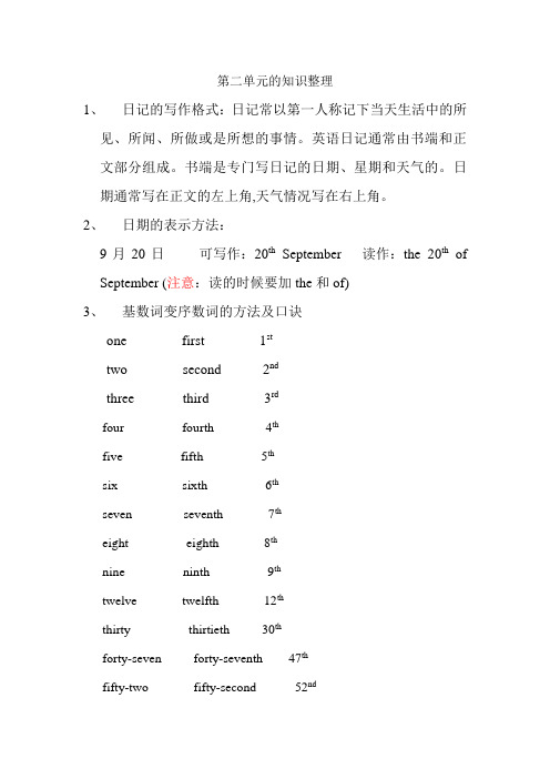 新译林版英语六年级上册6上Unit2知识点整理
