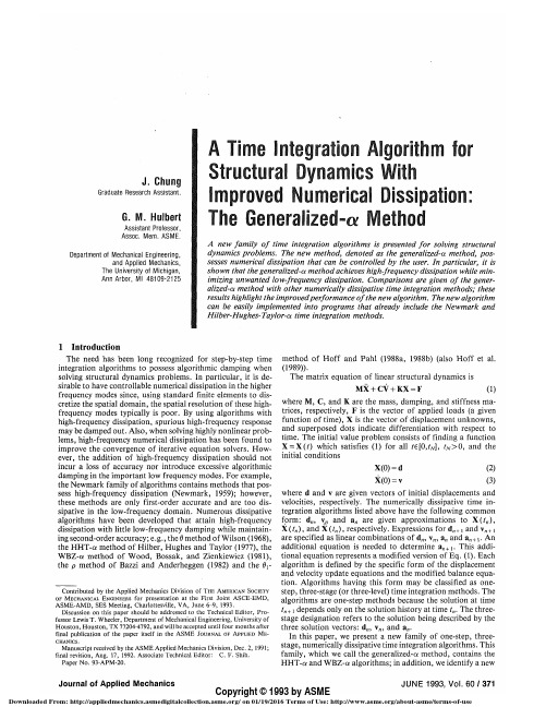 A Time Integration Algorithm for Structural Dynamics