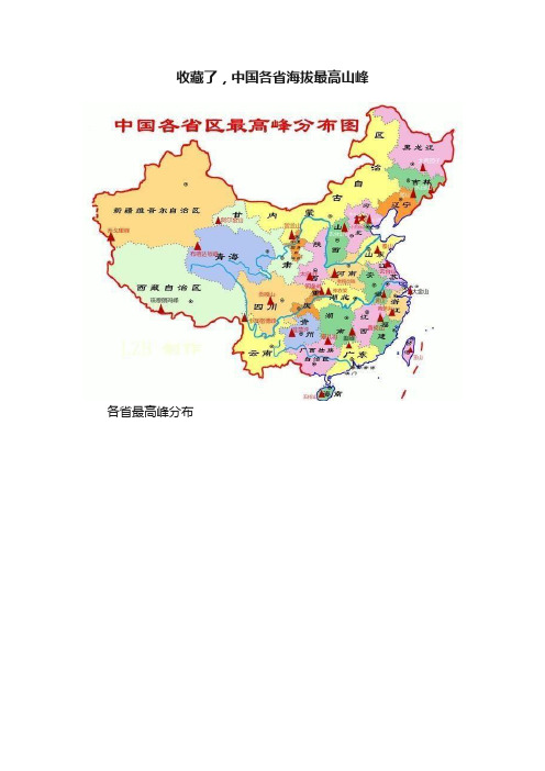 收藏了，中国各省海拔最高山峰