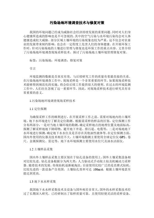 污染场地环境调查技术与修复对策