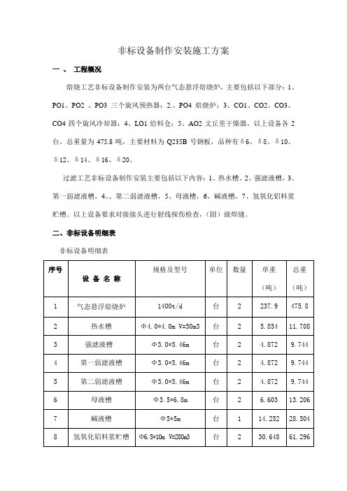 非标设备制作安装施工方案