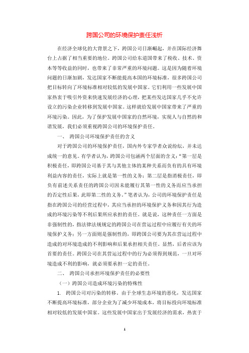 跨国公司的环境保护责任浅析.docx