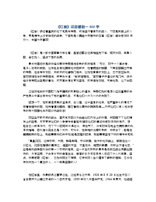 《红岩》读后感初一800字