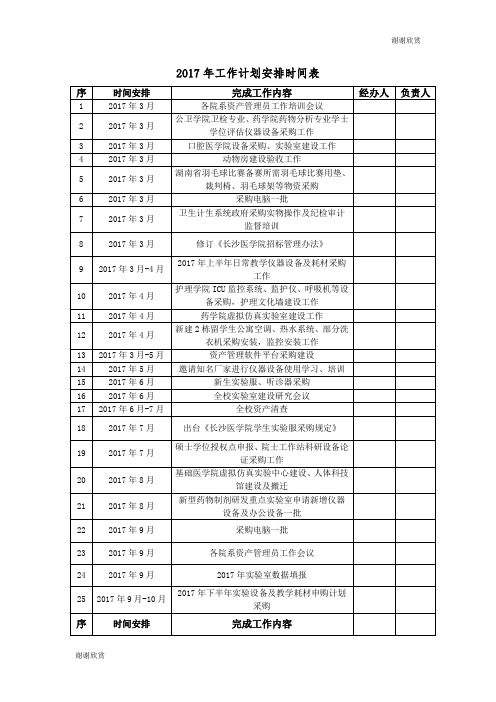 2017年工作计划安排时间表 .doc