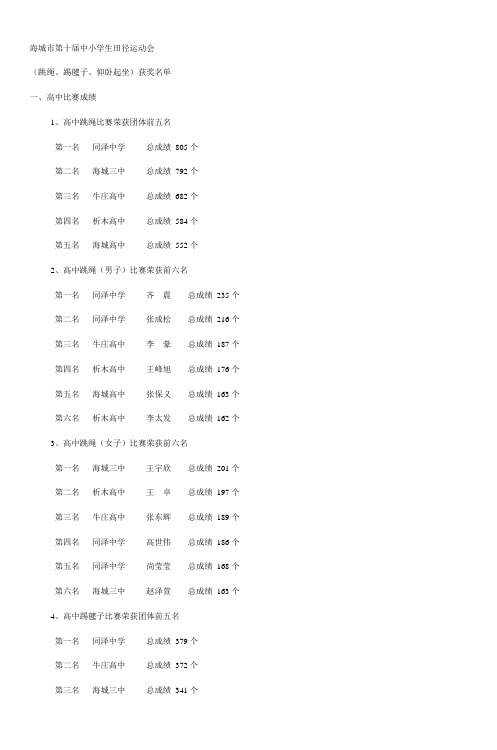 海城市第十届中小学生田径运动会_2