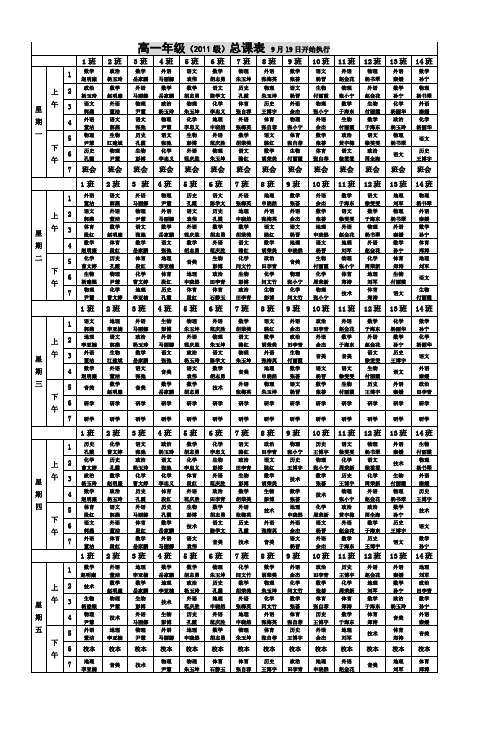 高一年级(2011级)总课表9月19日开始执行_2