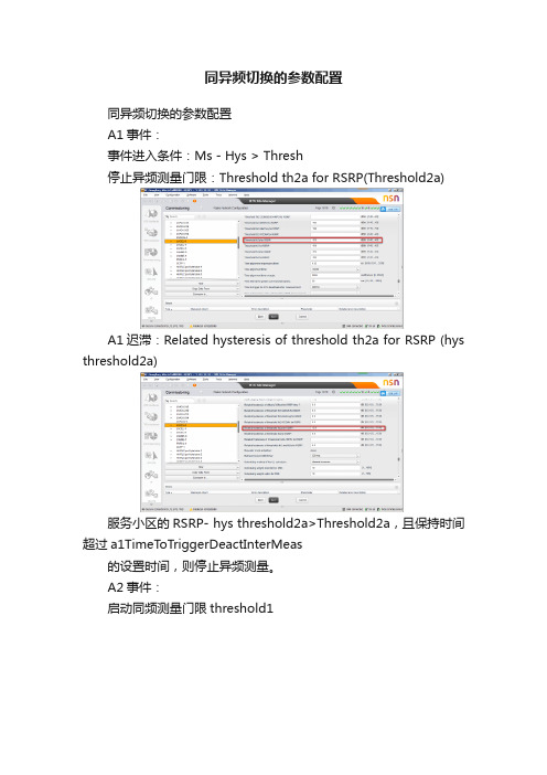 同异频切换的参数配置